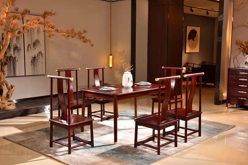 黑酸枝龙悟居1号餐桌+天龙八部餐椅